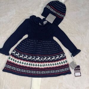 Tahari 12m girls sweater dress w/ hat & tights